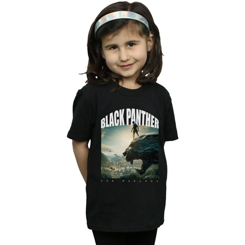 Vêtements Fille T-shirts manches longues Marvel Black Panther For Wakanda Noir