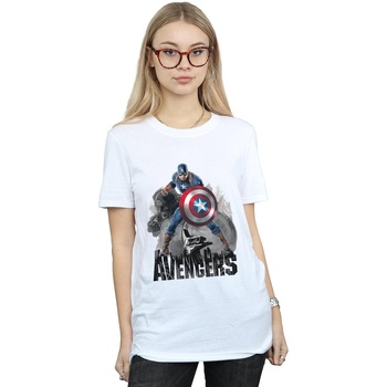 Vêtements Femme T-shirts manches longues Marvel Captain America Action Pose Blanc