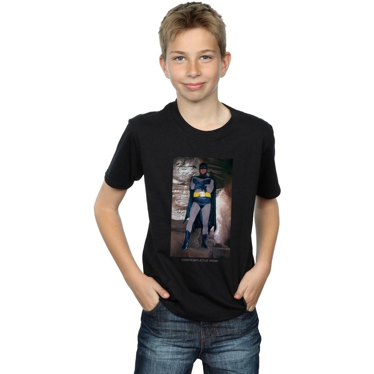Vêtements Garçon T-shirts manches courtes Dc Comics Batman TV Series Contemplative Pose Noir