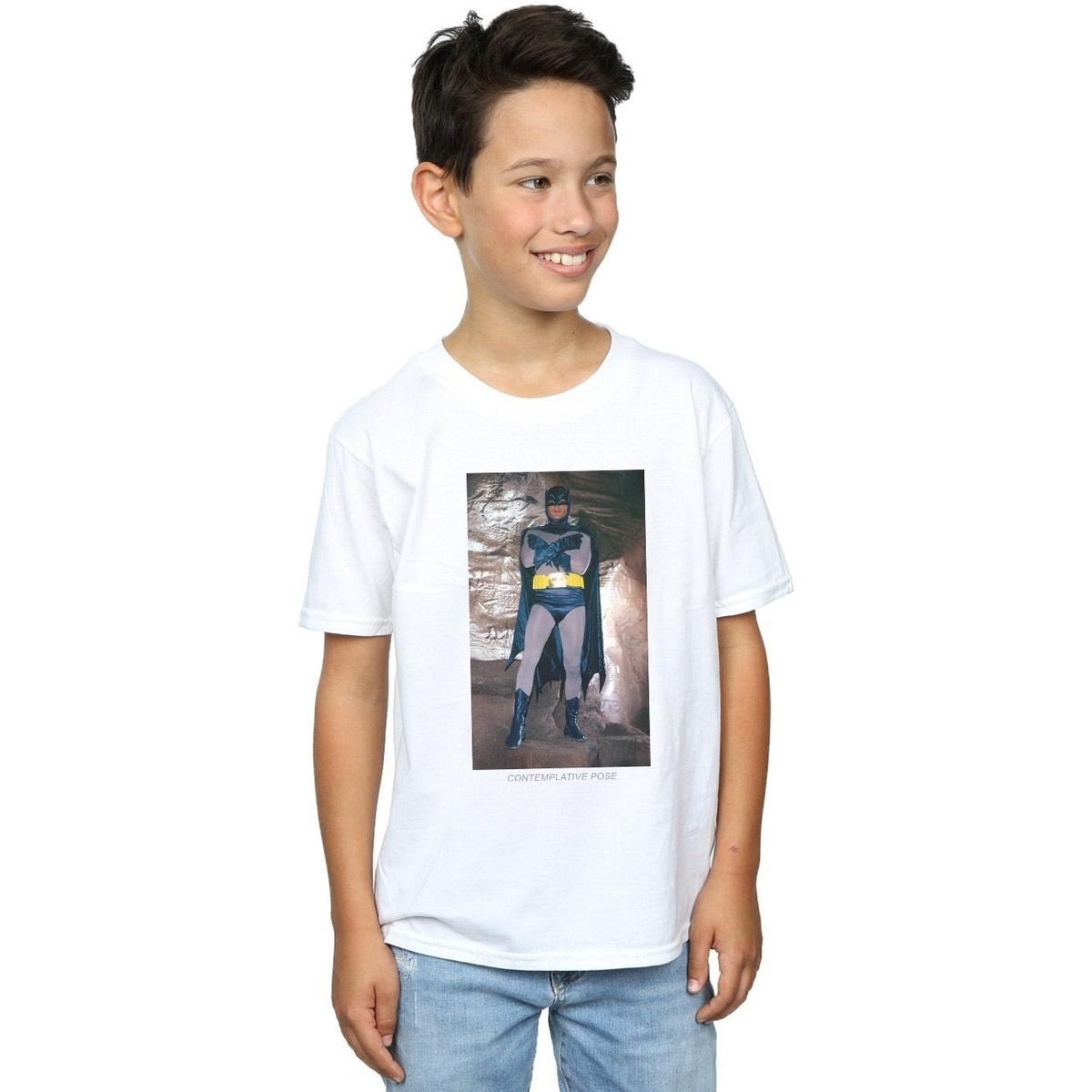 Vêtements Garçon T-shirts manches courtes Dc Comics Batman TV Series Contemplative Pose Blanc