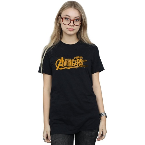 Vêtements Femme T-shirts manches longues Marvel Avengers Infinity War Orange Logo Noir