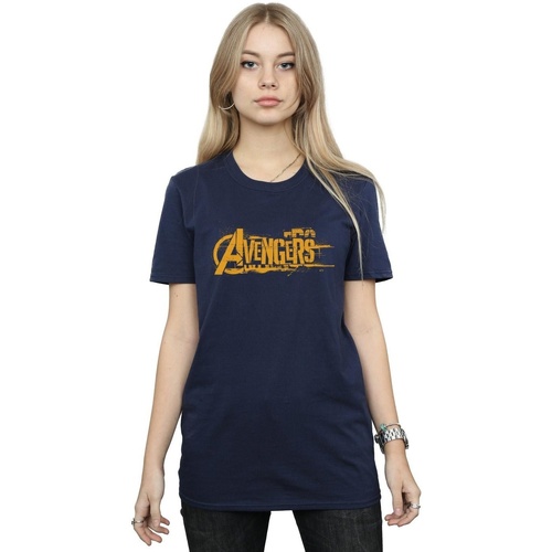 Vêtements Femme T-shirts manches longues Marvel Avengers Infinity War Orange Logo Bleu