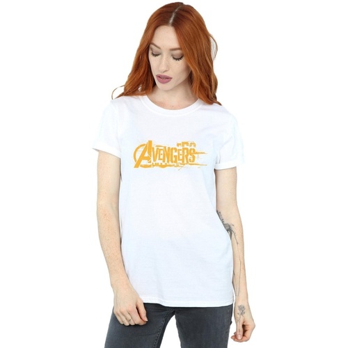 Vêtements Femme T-shirts manches longues Marvel Avengers Infinity War Orange Logo Blanc