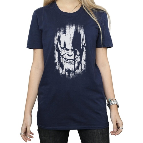 Vêtements Femme T-shirts manches longues Marvel Avengers Infinity War Thanos Face Bleu