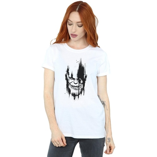 Vêtements Femme T-shirts manches longues Marvel Avengers Infinity War Thanos Face Blanc