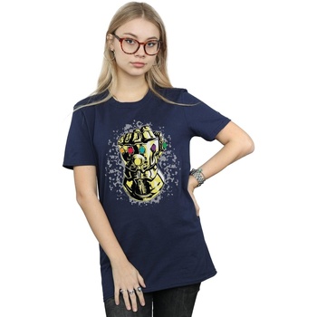 Vêtements Femme T-shirts manches longues Marvel Avengers Infinity War Thanos Fist Bleu