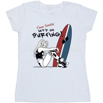 Vêtements Femme T-shirts manches longues Dc Comics Harley Quinn Let's Go Surfing Blanc