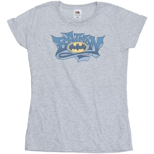 Vêtements Femme T-shirts manches longues Dc Comics Batman Graffiti Logo Gris