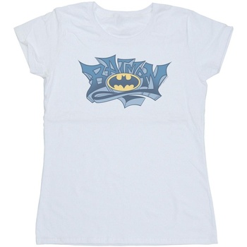 Vêtements Femme T-shirts manches longues Dc Comics Batman Graffiti Logo Blanc