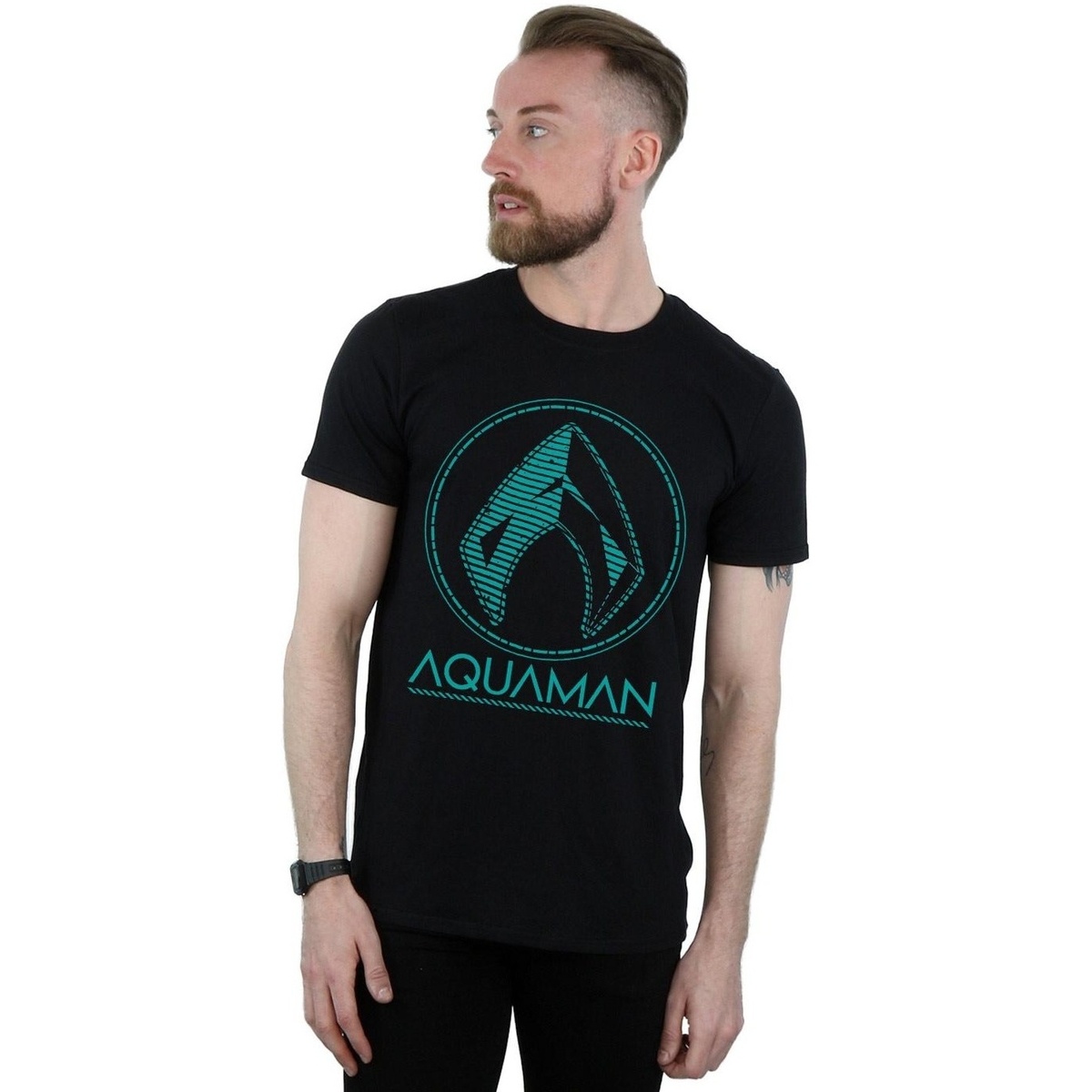 Vêtements Homme T-shirts manches longues Dc Comics Aquaman Aqua Logo Noir