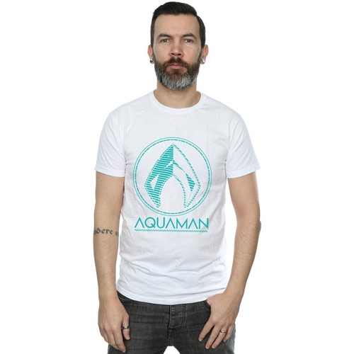 Vêtements Homme T-shirts manches longues Dc Comics Aquaman Aqua Logo Blanc