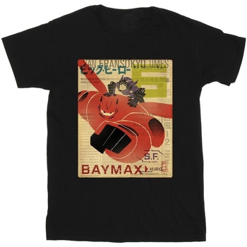 Vêtements Garçon T-shirts manches courtes Disney Big Hero 6 Baymax Flying Baymax Newspaper Noir