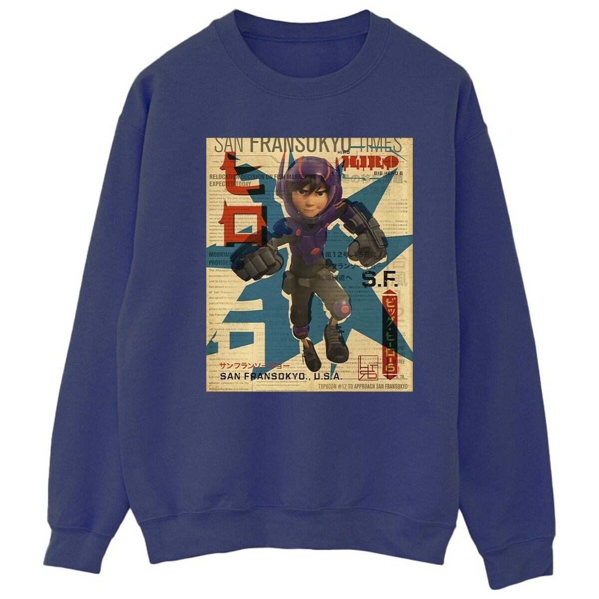 Vêtements Femme Sweats Disney Big Hero 6 Baymax Hiro Newspaper Bleu