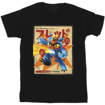Vêtements Garçon T-shirts manches courtes Disney Big Hero 6 Baymax Fred Newspaper Noir