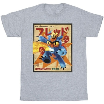 Vêtements Garçon T-shirts manches courtes Disney Big Hero 6 Baymax Fred Newspaper Gris