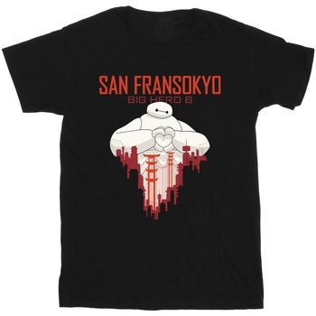 Vêtements Garçon T-shirts manches courtes Disney Big Hero 6 Baymax San Fransokyo Heart Noir