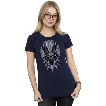 Vêtements Femme T-shirts manches longues Marvel Black Panther Head Bleu