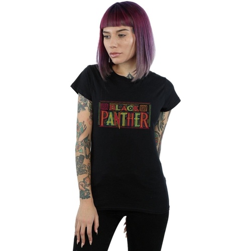 Vêtements Femme T-shirts manches longues Marvel Black Panther Tribal Logo Noir
