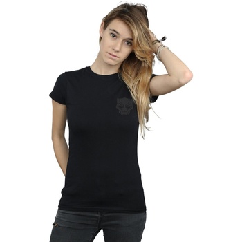 Vêtements Femme T-shirts manches longues Marvel Black Panther Black On Black Chest Print Noir