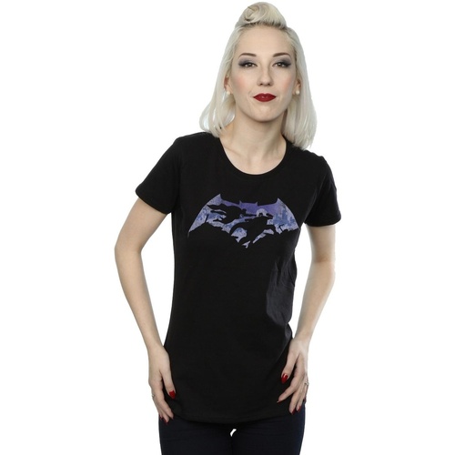Vêtements Femme T-shirts manches longues Dc Comics Batman v Superman Battle Silhouette Noir