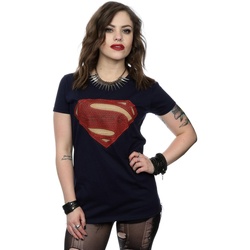 Vêtements Femme T-shirts manches longues Dc Comics Superman Man Of Steel Logo Bleu