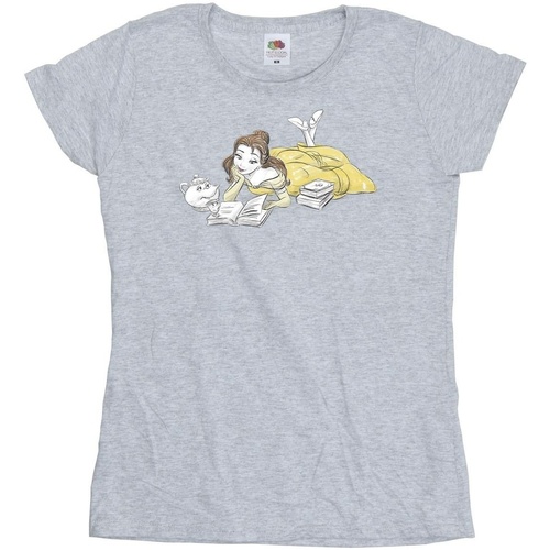 Vêtements Femme T-shirts manches longues Disney Beauty And The Beast Belle Reading Gris