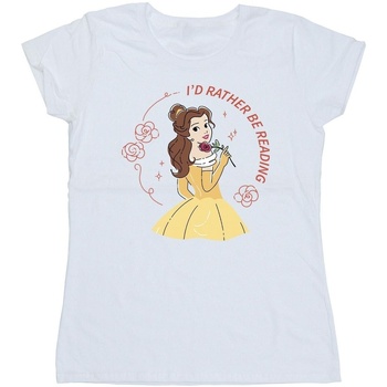 Vêtements Femme T-shirts manches longues Disney Beauty And The Beast I'd Rather Be Reading Blanc
