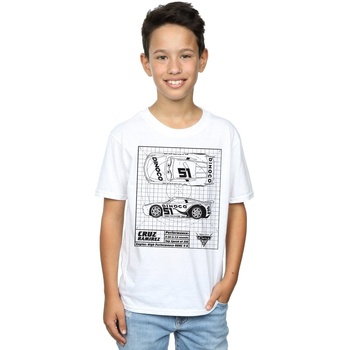 Vêtements Garçon T-shirts manches courtes Disney Cars Cruz Ramirez Blueprint Blanc