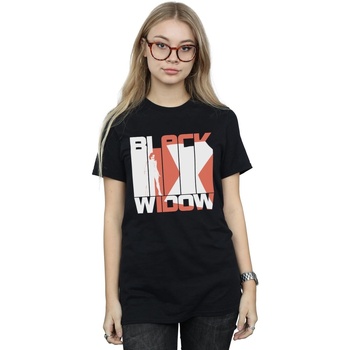 Vêtements Femme T-shirts Manuel manches longues Marvel Black Widow Movie Bars Logo Noir