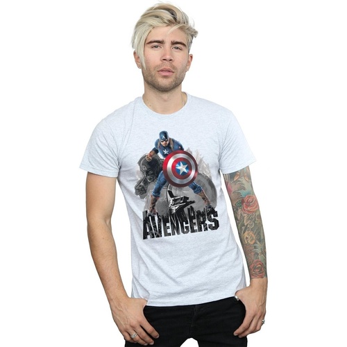 Vêtements Homme T-shirts manches longues Marvel Captain America Action Pose Gris