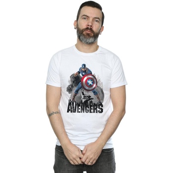 Vêtements Homme T-shirts manches longues Marvel Captain America Action Pose Blanc