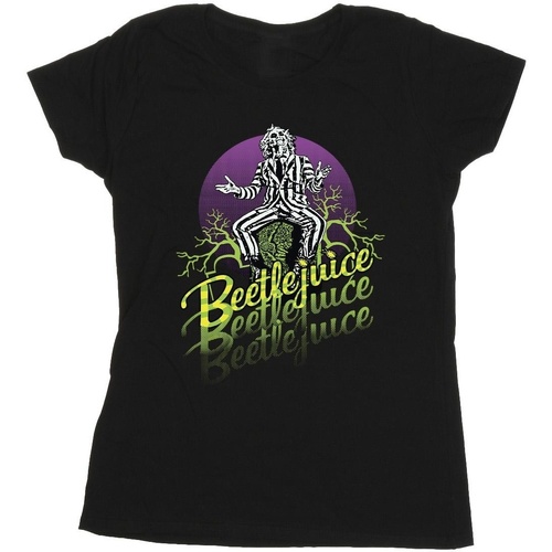 Vêtements Femme T-shirts manches longues Beetlejuice Purple Circle Noir