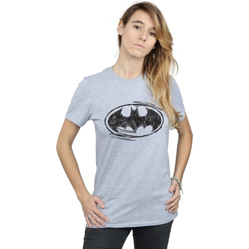Vêtements Femme T-shirts manches longues Dc Comics Batman Sketch Logo Gris