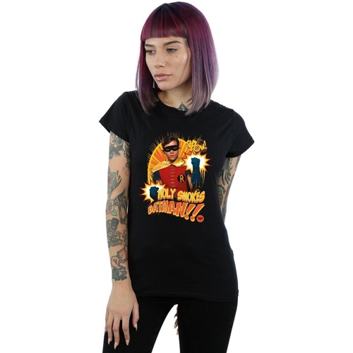 Vêtements Femme T-shirts manches longues Dc Comics Batman TV Series Holy Smokes Noir