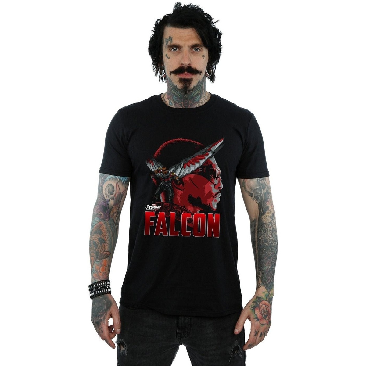 Vêtements Homme T-shirts manches longues Marvel Avengers Infinity War Falcon Character Noir