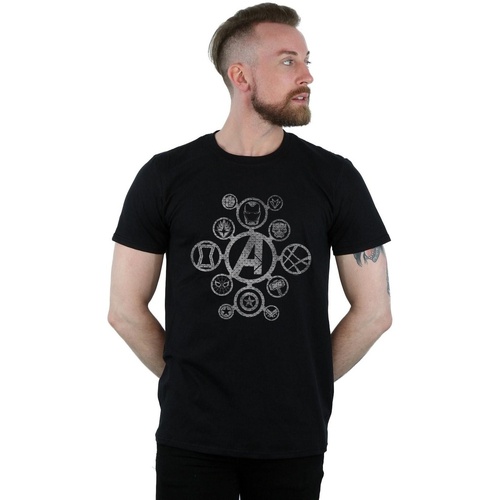 Vêtements Homme T-shirts manches longues Marvel Tout accepter et fermer Distressed Metal Icons Noir