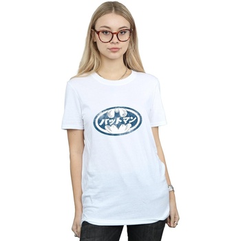 Vêtements Femme T-shirts manches longues Dc Comics Batman Japanese Logo White Blanc
