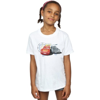 Vêtements Fille T-shirts manches longues Disney Cars Lightning Vs Storm Blanc