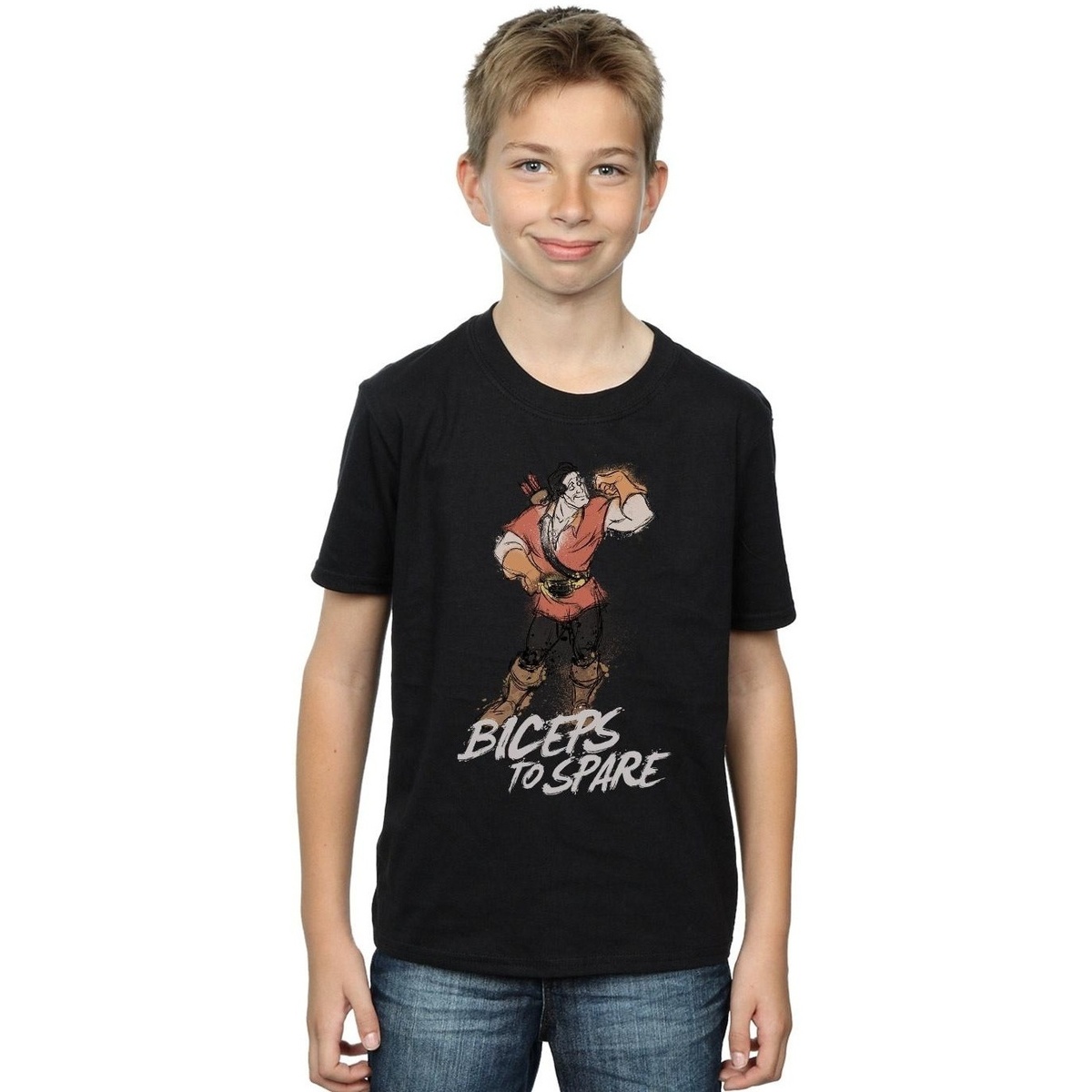 Vêtements Garçon T-shirts manches courtes Disney Beauty And The Beast Gaston Biceps To Spare Noir