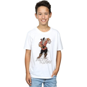 Vêtements Garçon T-shirts manches courtes Disney Beauty And The Beast Gaston Biceps To Spare Blanc