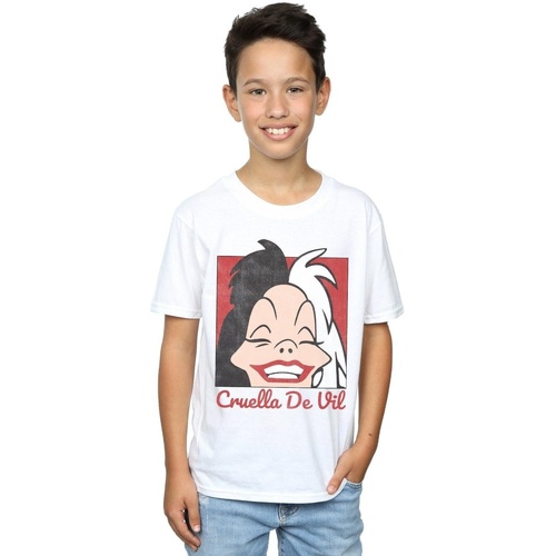Vêtements Garçon T-shirts manches courtes Disney Cruella De Vil Cropped Head Blanc