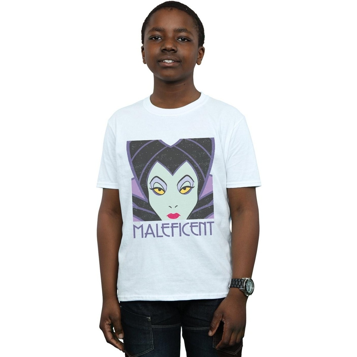 Vêtements Garçon T-shirts manches courtes Disney Maleficent Cropped Head Blanc