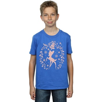 Vêtements Garçon T-shirts manches courtes Disney Bambi Christmas Wreath Bleu