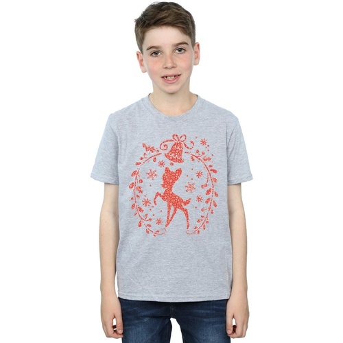 Vêtements Garçon T-shirts manches courtes Disney Bambi Christmas Wreath Gris