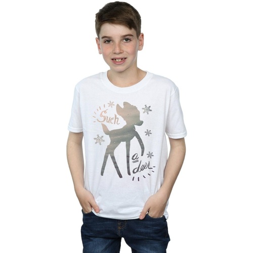 Vêtements Garçon T-shirts manches courtes Disney Bambi Winter Deer Blanc