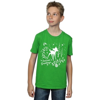 Vêtements Garçon T-shirts manches courtes Disney Bambi Christmas Greetings Vert