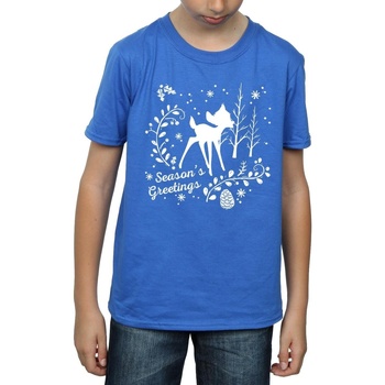Vêtements Garçon T-shirts manches courtes Disney Bambi Christmas Greetings Bleu