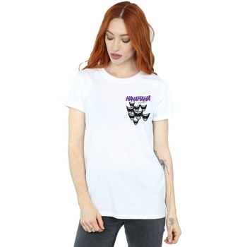 Vêtements Femme T-shirts manches longues Dc Comics Batman Joker Smile Breast Print Blanc