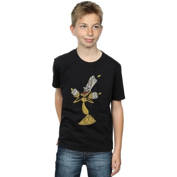 Vêtements Garçon T-shirts manches courtes Disney Beauty And The Beast Lumiere Distressed Noir