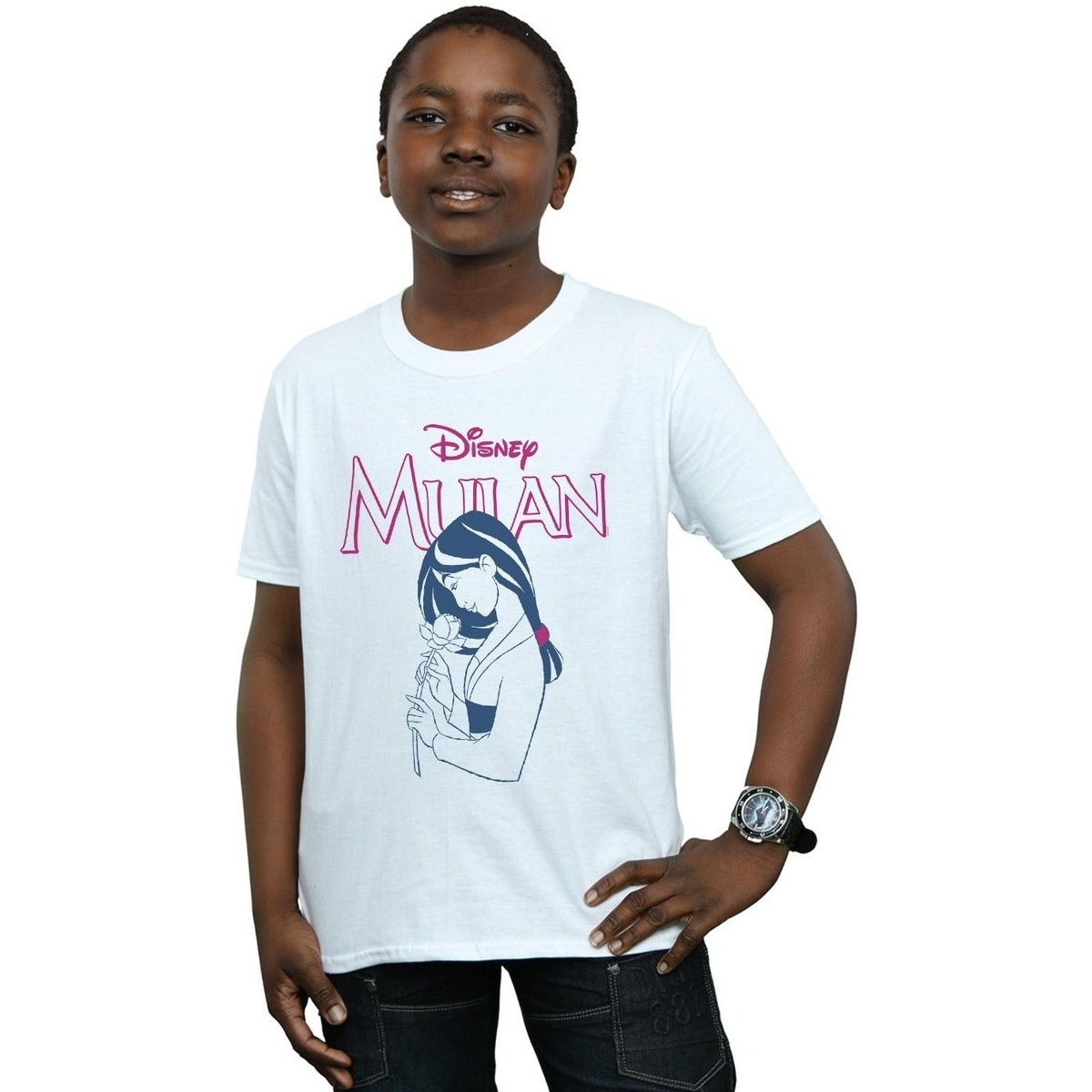 Vêtements Garçon T-shirts jumpers manches courtes Disney Mulan Magnolia Line Blanc